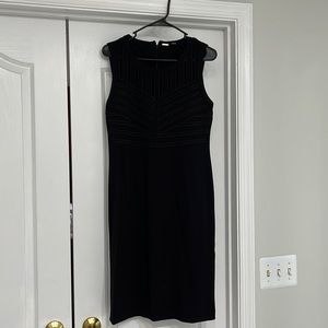Black Knit Tahari dress. Beautiful pointelle details on bodice.